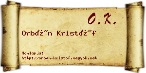 Orbán Kristóf névjegykártya